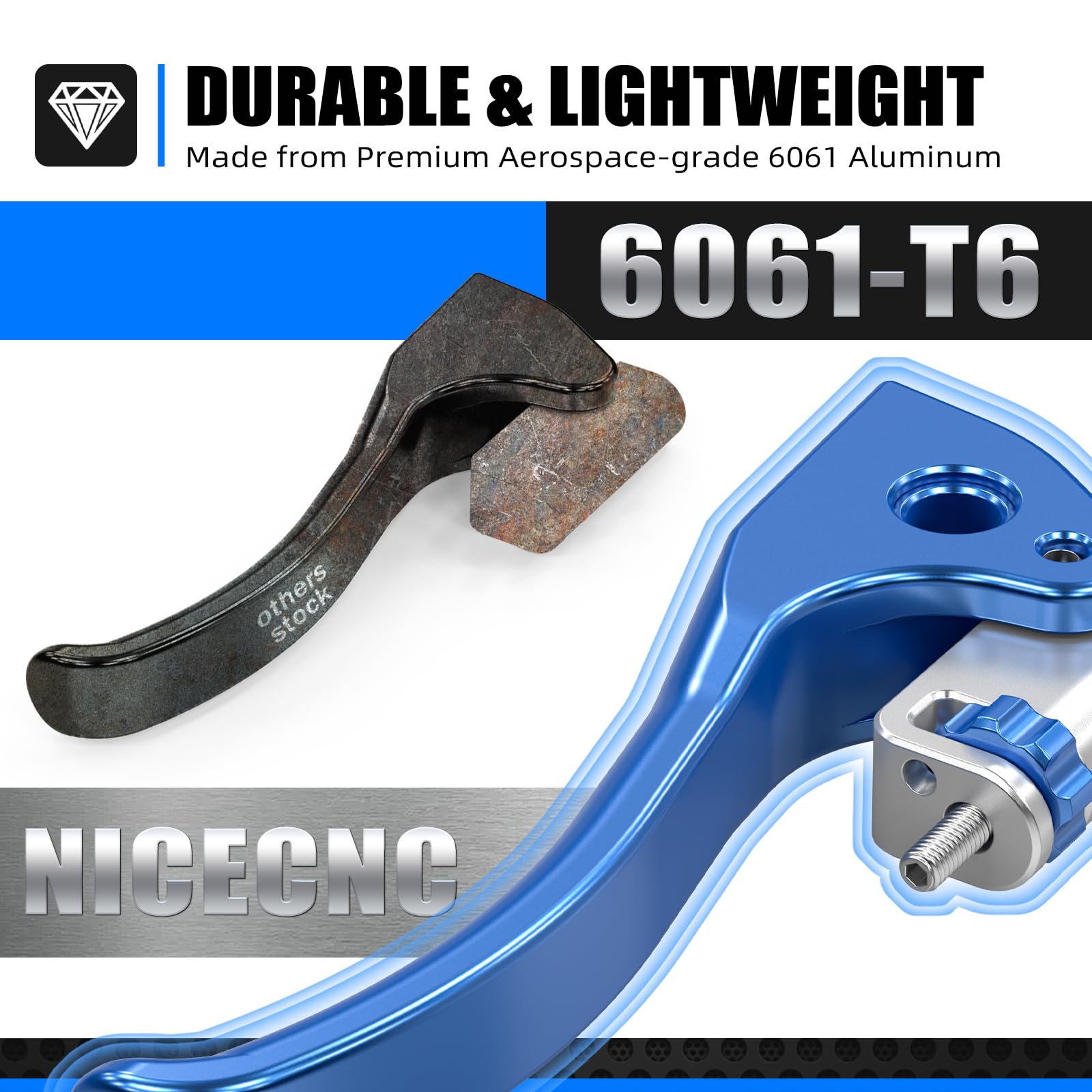 NICECNC Leva Frizione Corta Compatibile con SE 125 R 2018-2025, SE 250 R Factory 2015-2025, SE 300 R 2015-2025, Blu