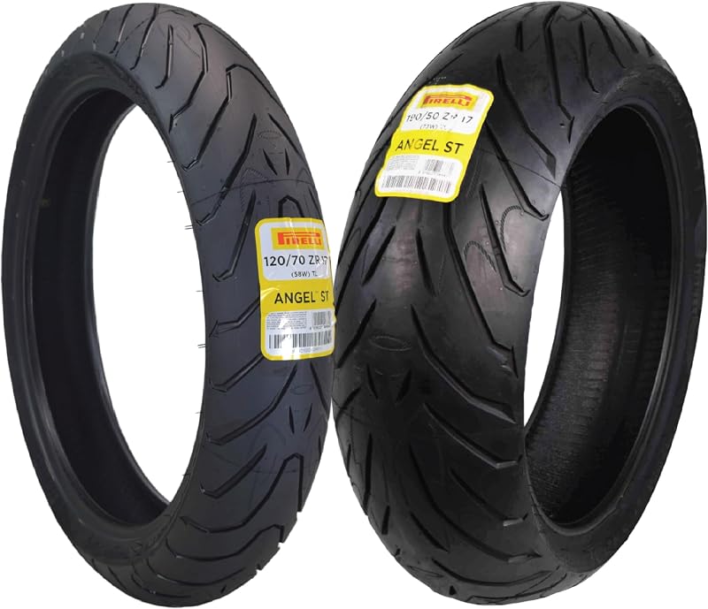 Angel ST Motorcycle Tire Set 120/70ZR17 58W & 190/50ZR17 73W | High-Performance, Sport Touring, Excellent Grip on All Road Conditions, Unique Tread Design for Extended Mileage Capability