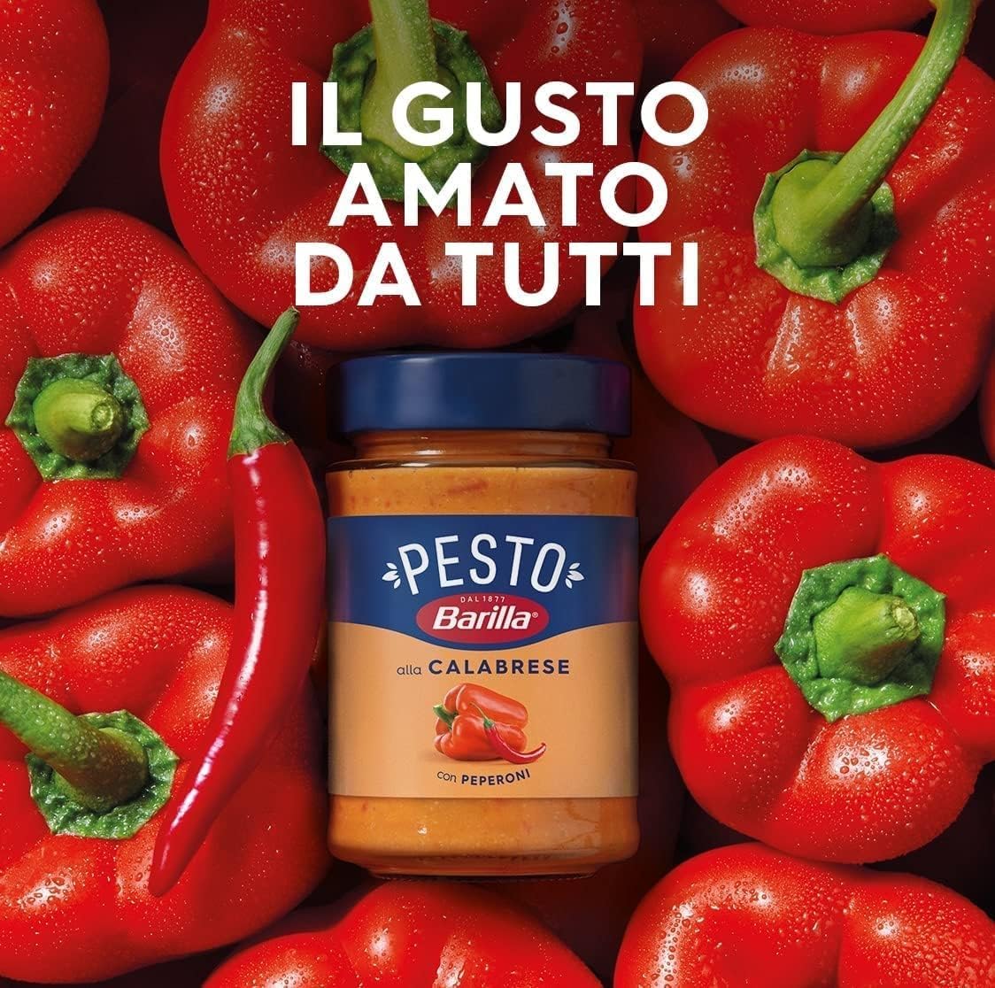 Italian Gourmet Pesto alla Calabrese, Paprika-Chili Sauce, 12 x 190g