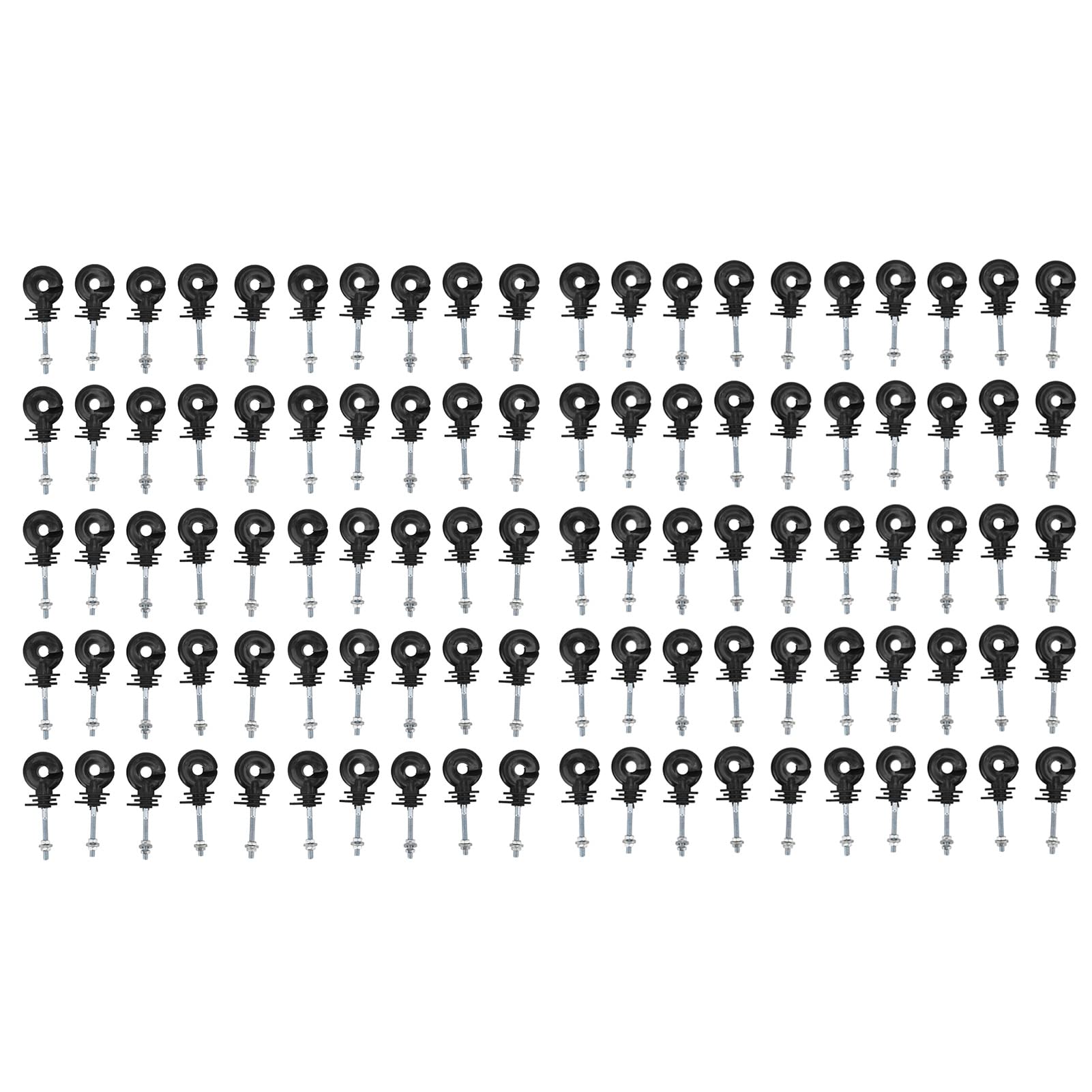 100 Set di Isolatori per Recinto Elettrico Nero, Isolante Ad Anello Avvitabile, Isolante per Recinto Elettrico Anti-intemperie, per Sostituzione per Recinto Elettrico M5