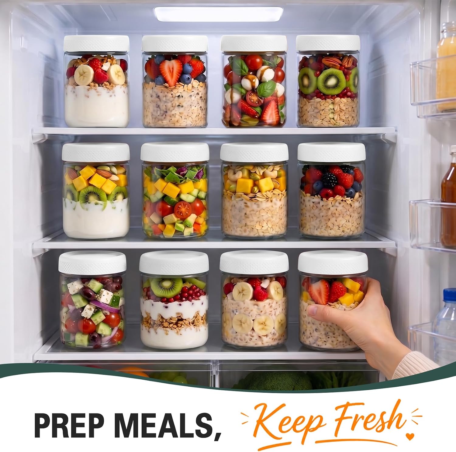 Yogurt Containers with Lid, Overnight Oats Container, Parfait Cups with Lid
