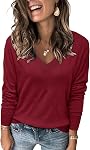 Arach&Cloz Women's 2026 Trendy V-Neck Lightweight Sweaters Casual Spring Winter Long Sleeve Knitted Pattern Sweater Tops