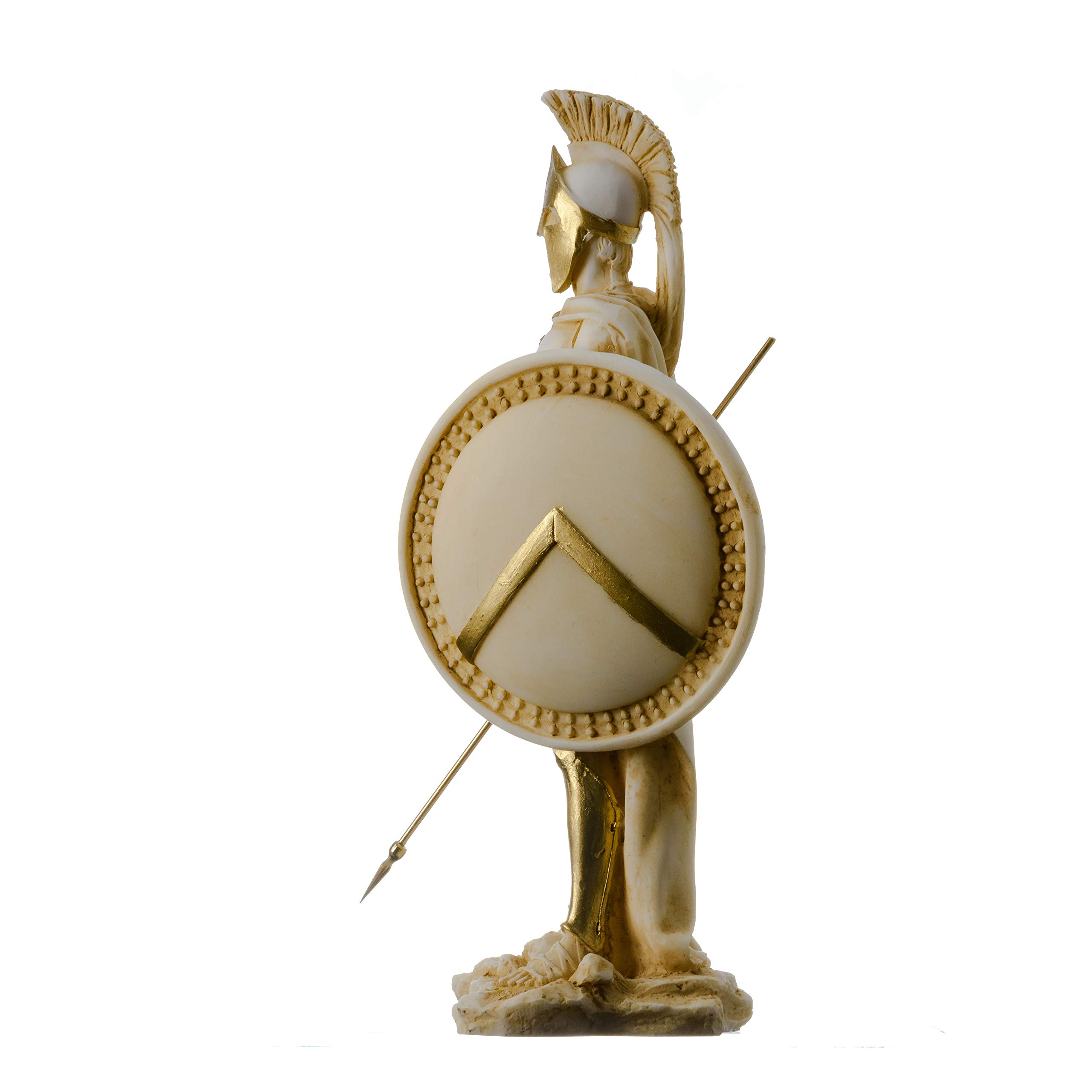 LEONIDAS Statua del re spartano greco scultura figura in alabastro tono oro 23 cm