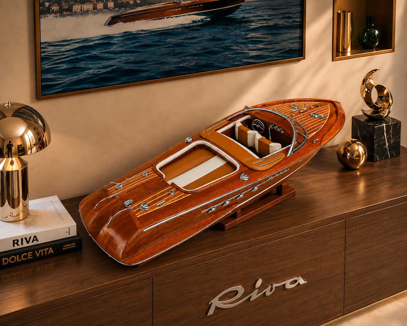 Générique maquette bateau bois Riva Aquarama 55 cm modelisme