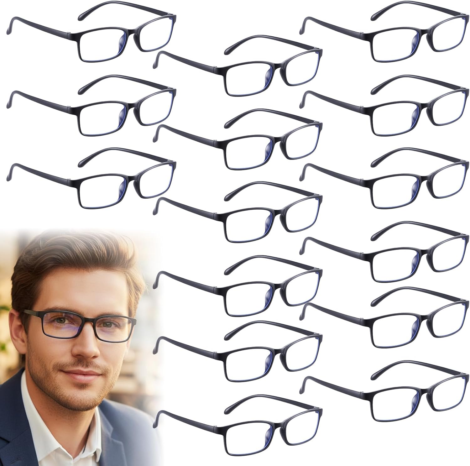 30 Packs Reading Glasses Adjustable Traditional Black Frames Reading Glasses Eyewear with Comfort Spring Loaded Hinge