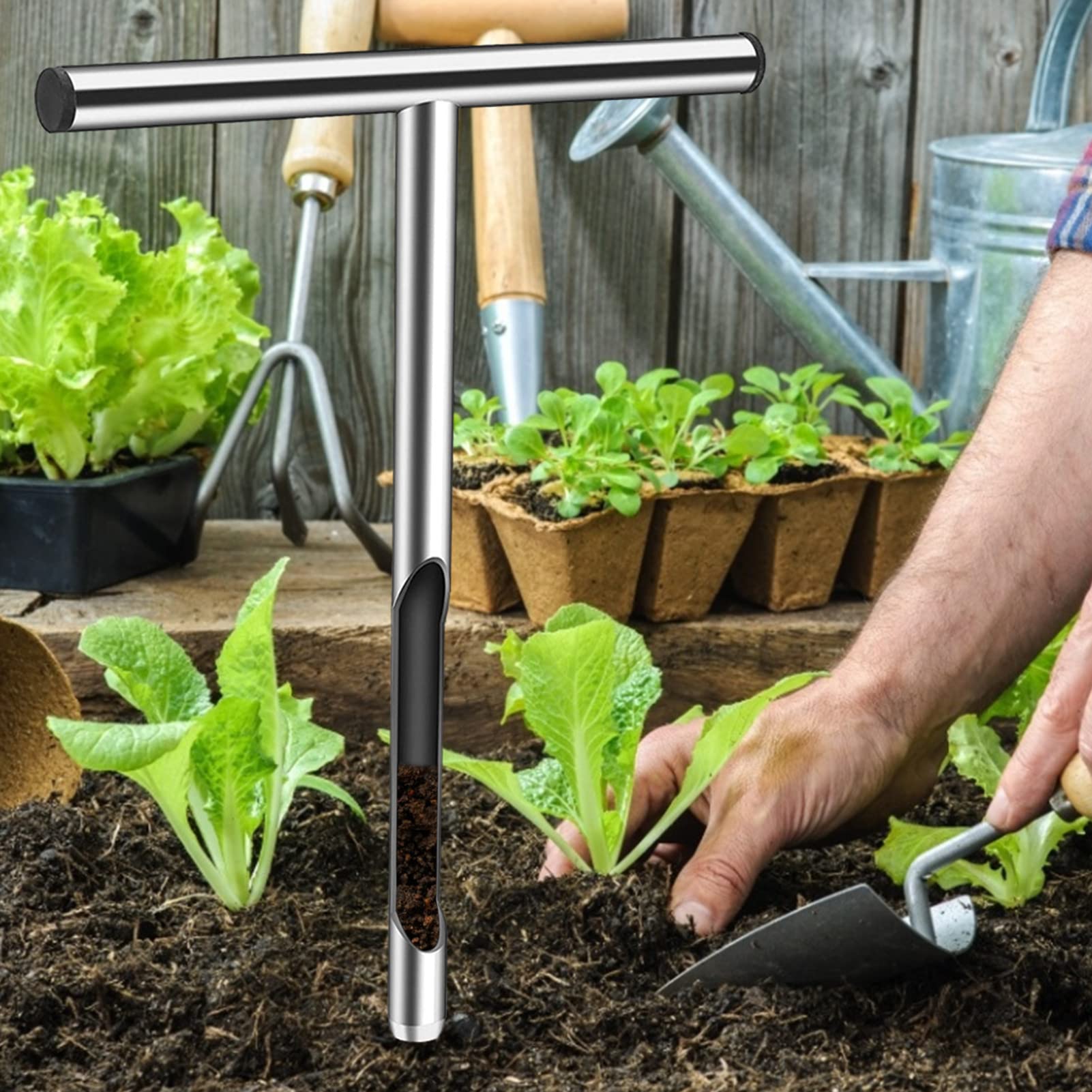 Bodensonde – Bodenprobenentnahmegerät, Robuster Edelstahl, Ergonomischer T-Griff, Einfach Zu Bedienen | Testkit-Zubehör, Garten, Bauernhof, Rasen, Landwirtschaft, Gartenbau, Feuchtigkeitsmessung, Prob
