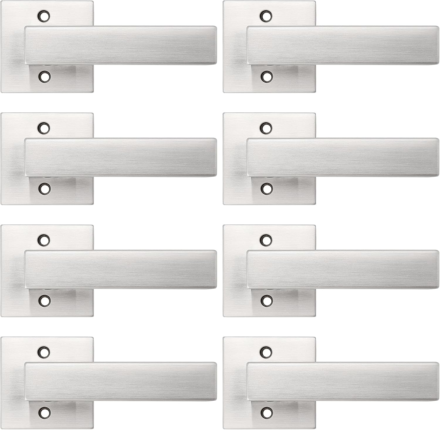 Probrico Matte Black Half Dummy Levers, Square Non-Turning Door Knobs for Left or Right Handed Doors, Interior Keyless Door Handle for Closet or Pantry (6 Pack, Single Side, Exposed Screws)