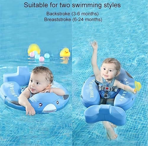Miniatura 4 de Lanckeli Flotador para piscina de bebé de 3 meses a 3 años, flotador para bebé con toldo, cola y arnés, flotador para piscina infantil no inflable