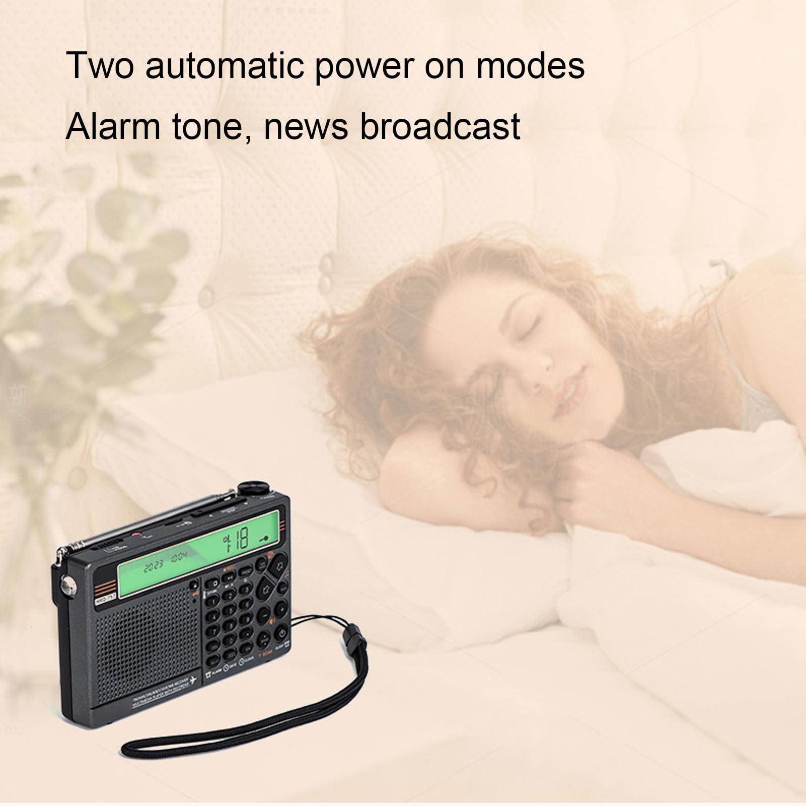 Radio Portátil de Corta, HRD-757 SW FM MW Air V.UHF WB Radio Multibanda con Pilas, Radio Portátil Recargable de 2500 MAh con Bluetooth, Alarma SOS y Linterna (Green)