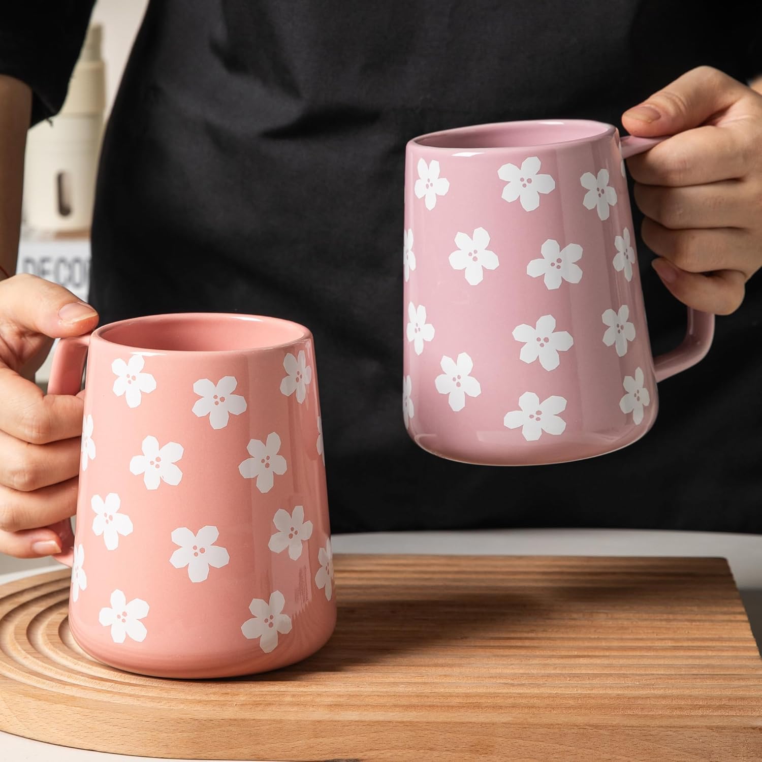 Ceramic Coffee mugs, 24 oz, Extra Large Mugs, Big Tea Cups, Large Handle, Pottery Mugs,Floral Pattern,Wide Bottom Coffee Mug for Office/Home, Microwave&Dishwasher Safe. (Violet) - Image 5