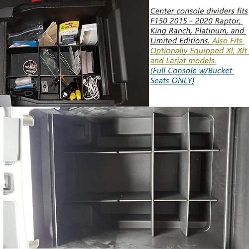 Miniatura 2 de Divisores organizadores de consola central compatibles con Ford F150 2015-2018 2019 2020, accesorios interiores, bandeja de inserción, caja de