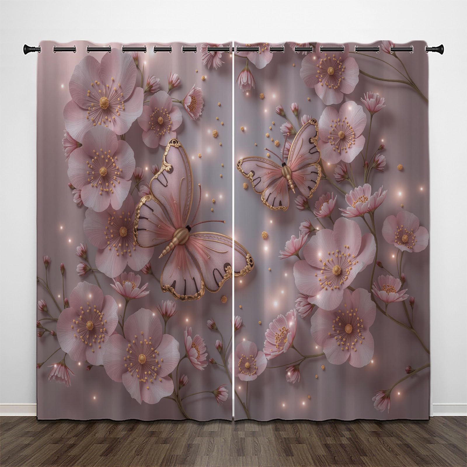 Rideaux acoustiques occultants design fleurs de cerisier relief 140x200