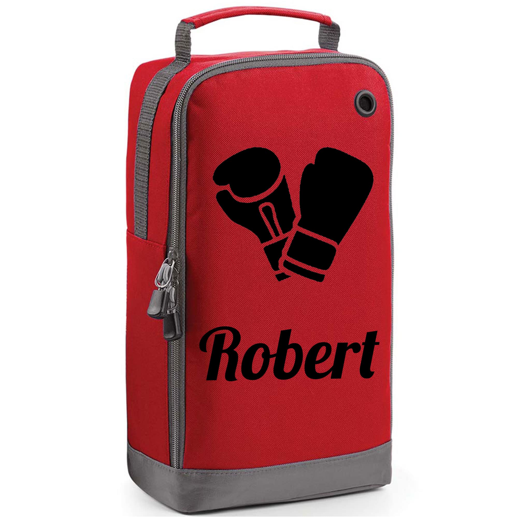 Red Personalised Boxing Bag with Name Boxing Glove Design - Sports Gift