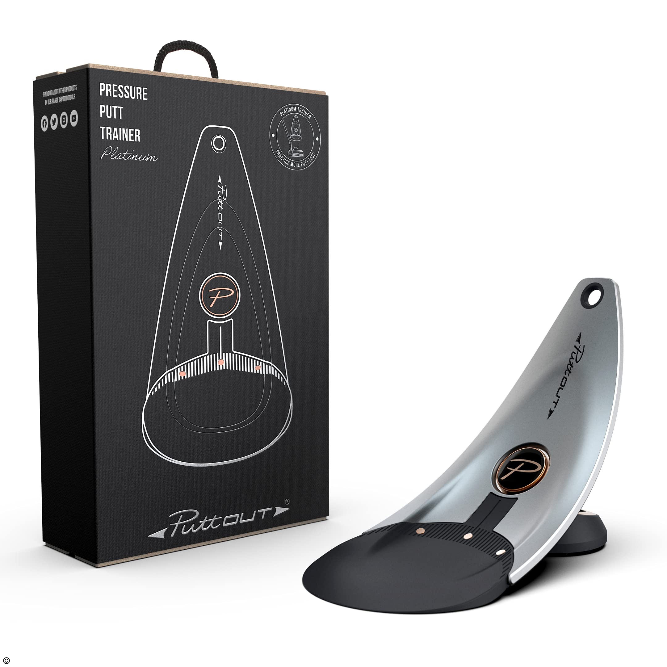 PuttOut Men's Platinum Pressure Putt Trainer Perfect Your Golf Putting, Black-Orange