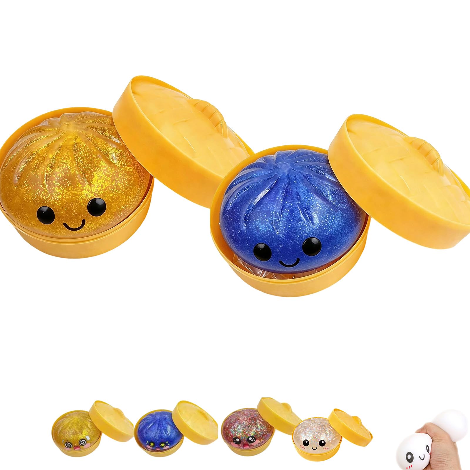 2026 Upgrade Glitter Dumpling Squishy Box,Squishy Dumpling,Anxiety Relief Fidget (Transparent) — view 15