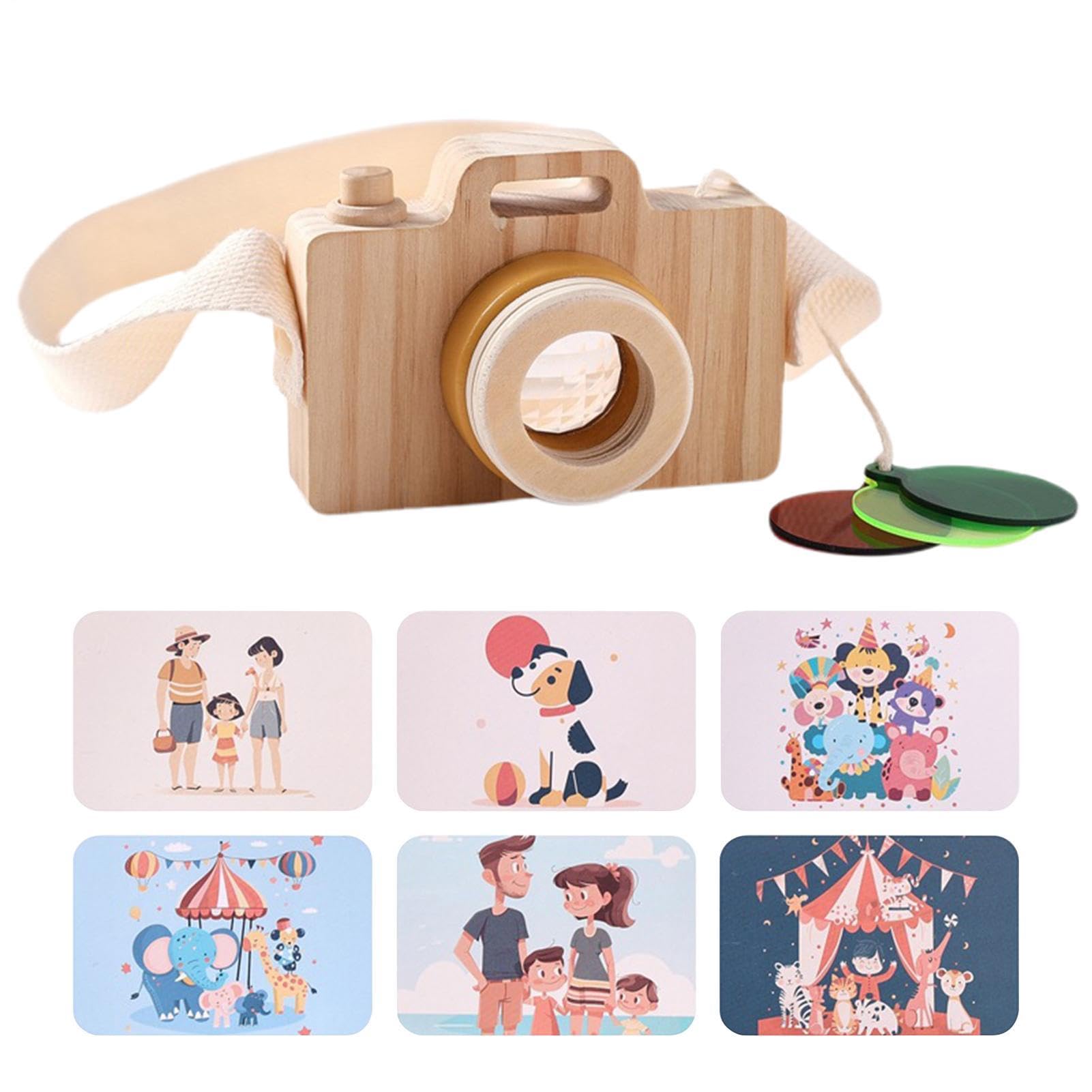 Wooden Pretend Camera Toy - Portable Wooden Photography Toy, Kids Role Prop, Handheld Learning With Wrist Strap Travel Design | Kids Preschool Birthday Christmas Party Outdoor Adventure Use