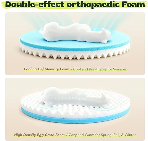 Miniatura 2 de Camas ortopédicas redondas para perros grandes, lavables con funda extraíble, cama para mascotas de gel refrescante de espuma calmante extra cómoda