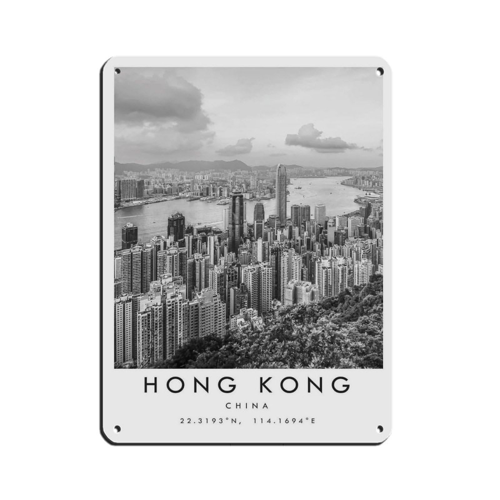 Hong Kong Travel, Hong Kong Poster Retro Poster Metal Tin Sign Chic Art Retro Iron Painting Bar People Cave Cafe Family Garage Poster Wall Decoration 12x16inch(30x40cm)