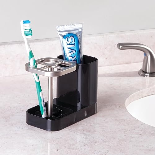 Miniatura 9 de iDesign InterDesign Soporte para cepillo de dientes y pasta de dientes y organizador de botiquín, azul marino Med+ centro dental Azul