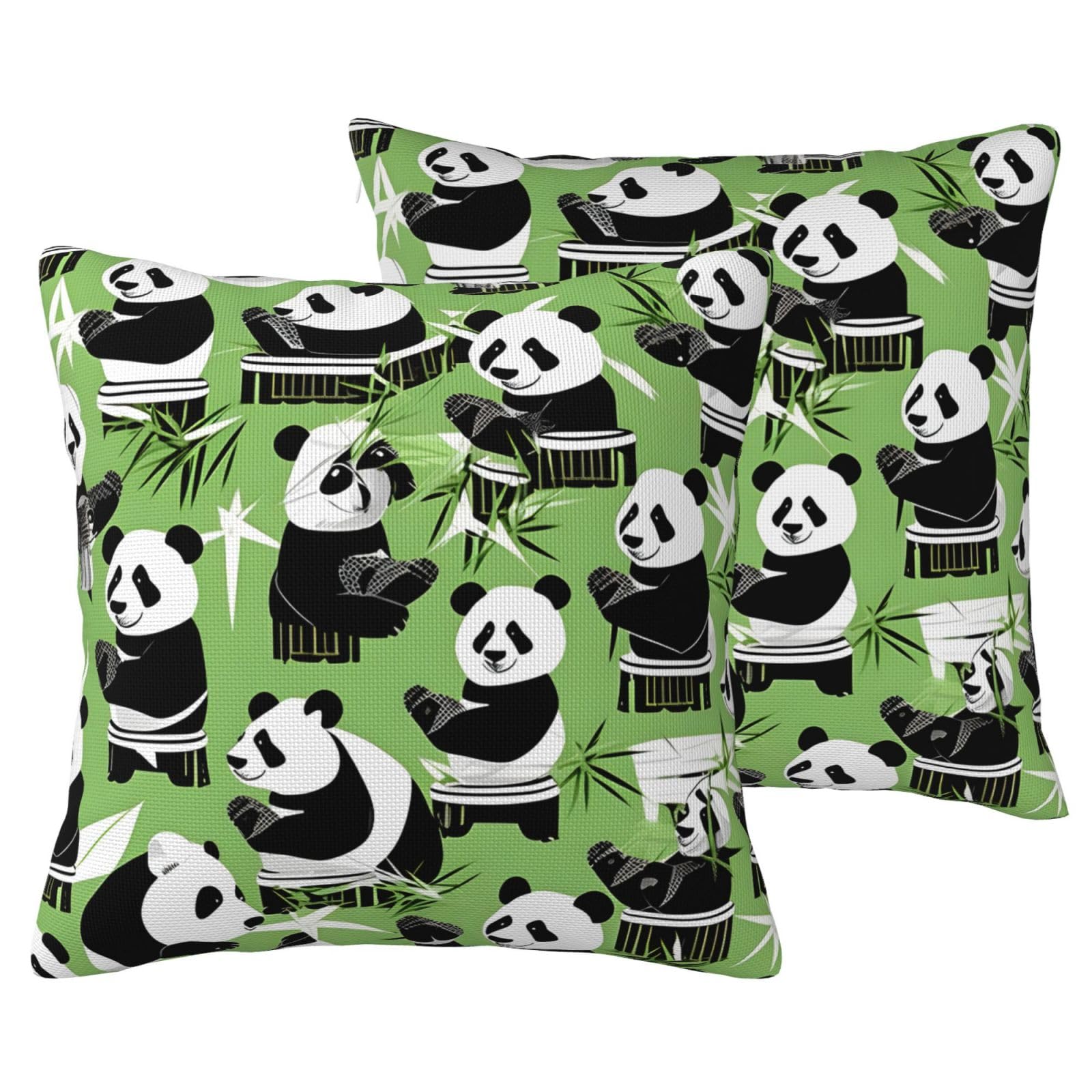Housse de coussin lin panda haut de gamme en lot de 2 pour sublimer votre intérieur