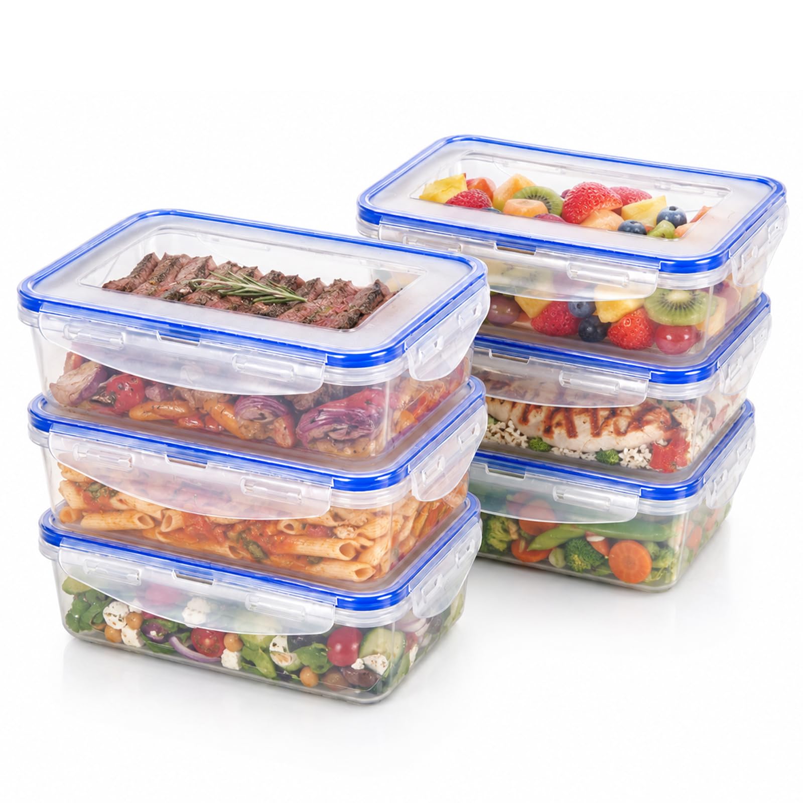 KihhonTech 6 Pack 600ml Airtight Food Containers with Clip Lock Lids