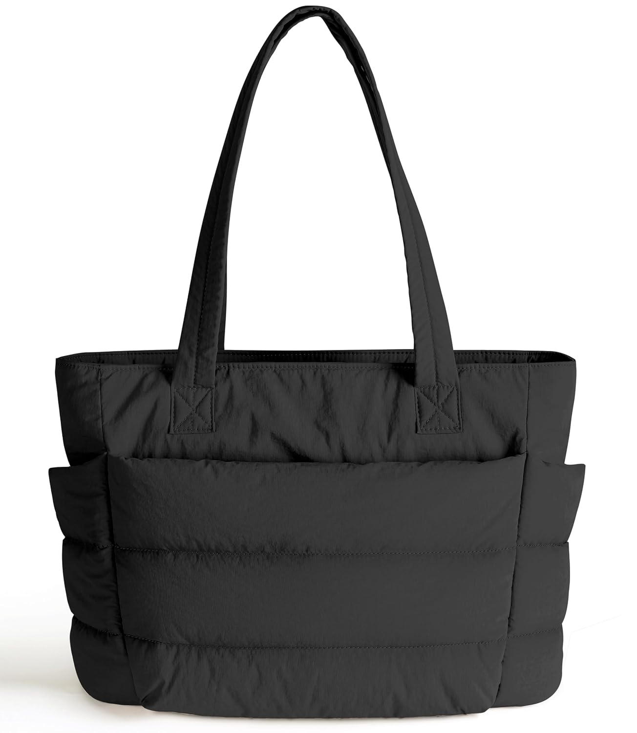 Puffer Tote Bag for Women Cute Quilted Carryall with Zippered Compartments Shoulder Bag Handbag for Work Travel Gym