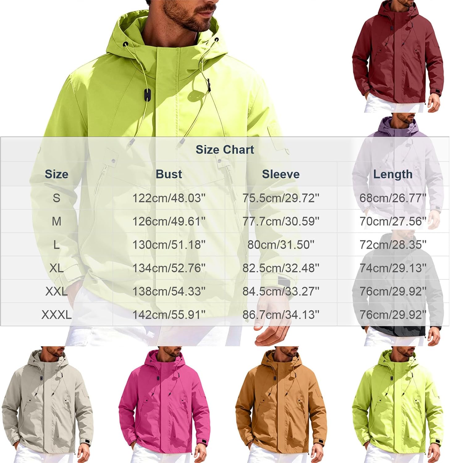 Men's Rain Jacket Waterproof Outdoor Lightweight | Rain Jacket Men Waterproof Outdoor Jacket Lightweight Windbreaker Running Hiking Cycling Outerwear with Hood Pockets