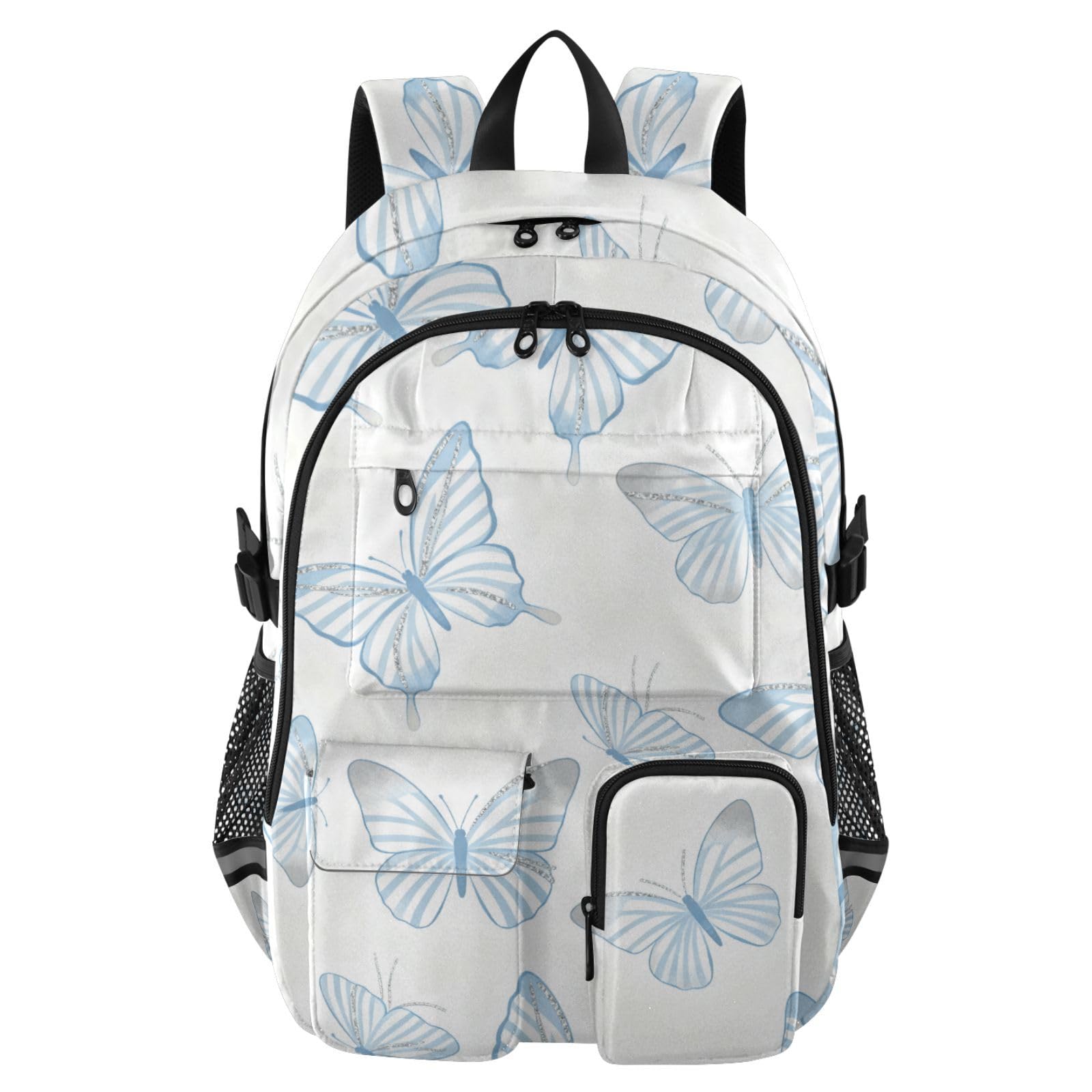 Mochila para laptop de mariposas azules escolar infantil juvenil 8