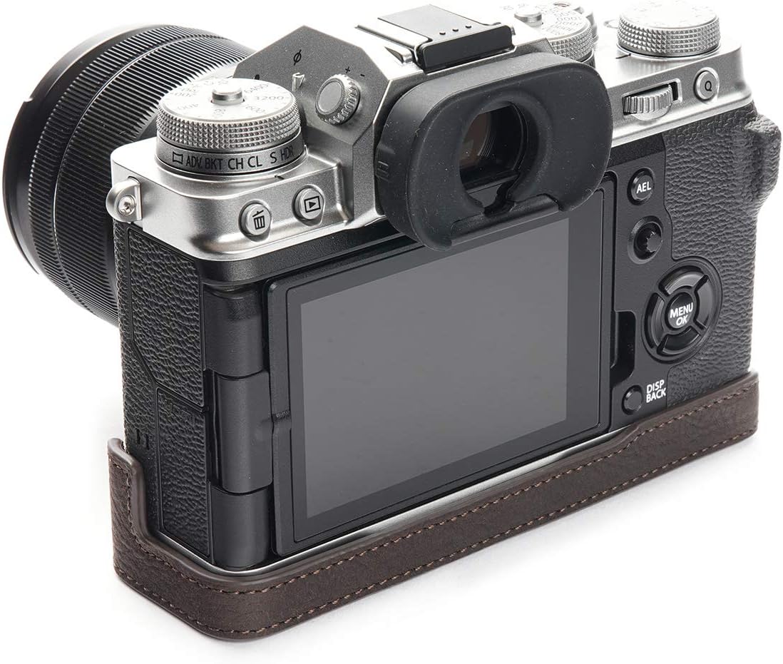 One-Day Sale: Up to 40% Off X-T4 Camera Case, BolinUS Handmade Genuine Real Leather Half Camera Case Bag Cover for Fujifilm Fuji X-T4 XT4 Camera Bottom Opening Version + Hand Strap (Coffee)