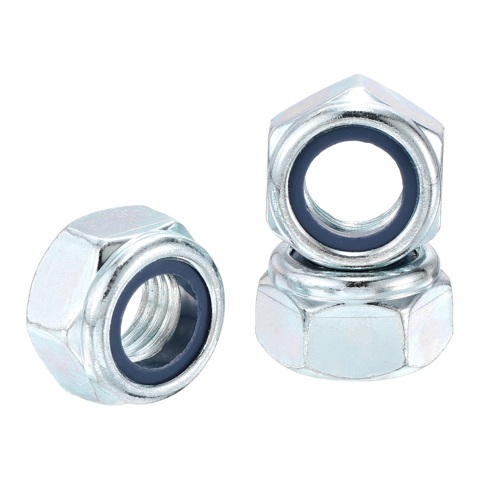 Kozelo 10Pcs M14-2 Nylon Locking Hex Nuts CarbonSteel Blue and White
