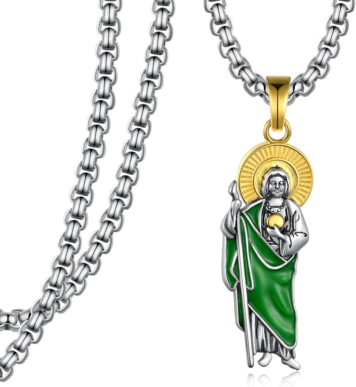 St Jude Necklace 925 Sterling Silver Saint Jude Necklace Religious Amulet Jewelry Gifts for Men
