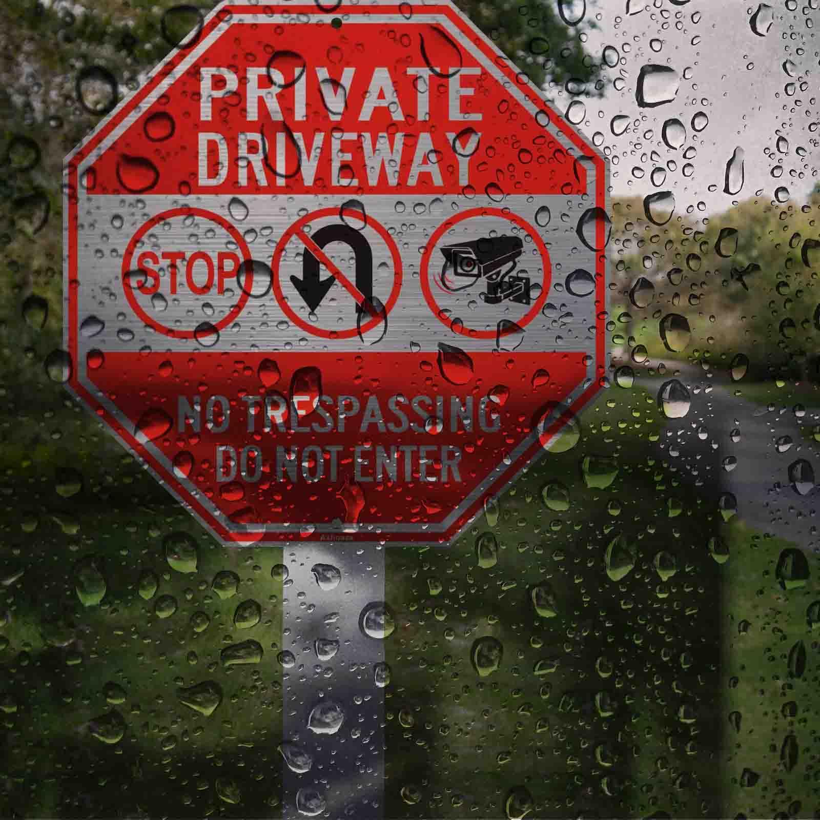 Señal de entrada privada, letrero de aluminio con texto en inglés "Private Drive No Trespassing", 12 x 12 pulgadas, octogonal de propiedad privada, no entrar, reflectante, protección UV y resistente a