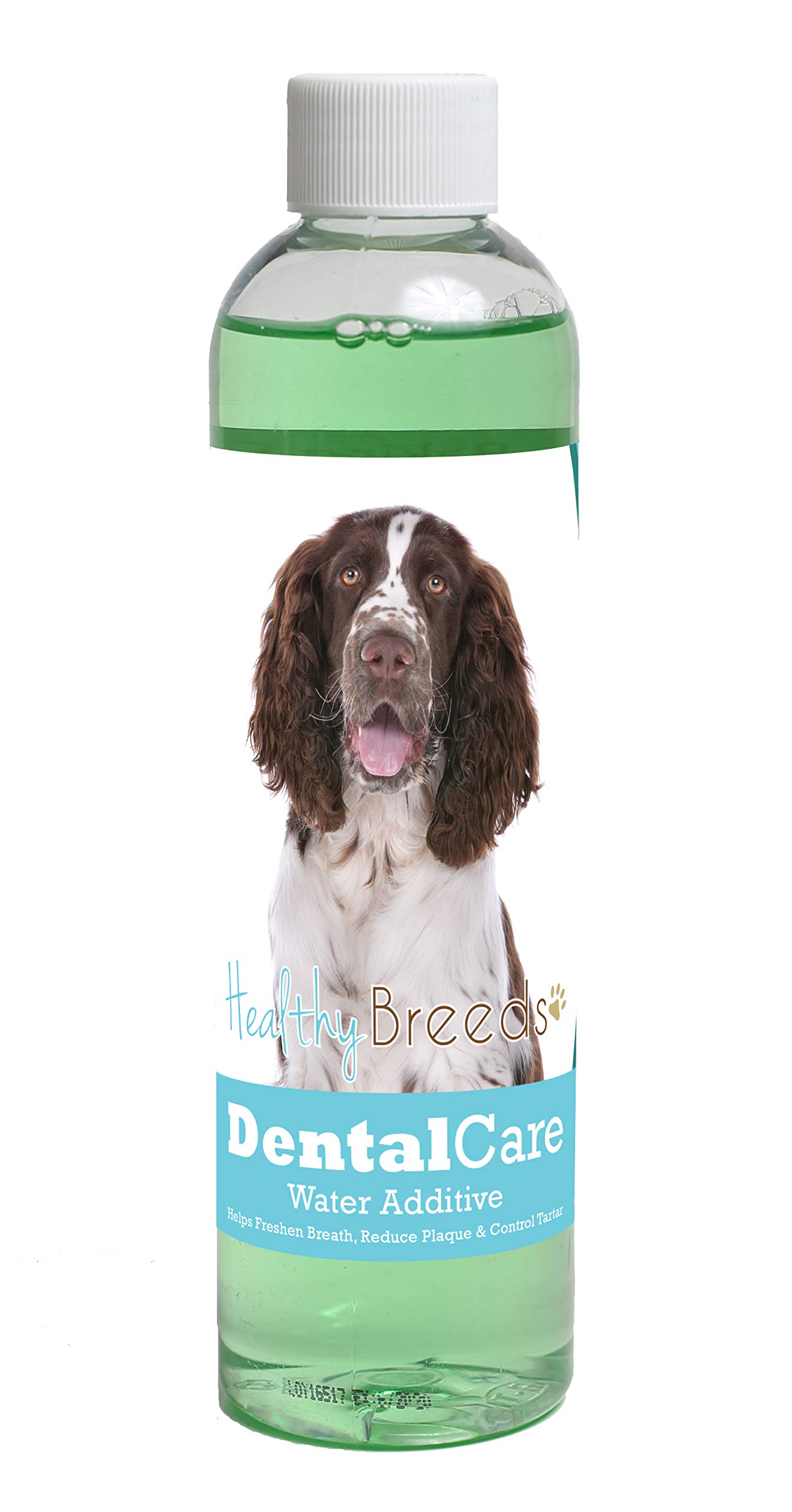 Healthy Breeds Dog Dental Care Water Additive for English Springer Spaniel - Helps Freshen Breath, Reduce Plaque &amp; Control Tartar - Mint Flavor - 8 oz