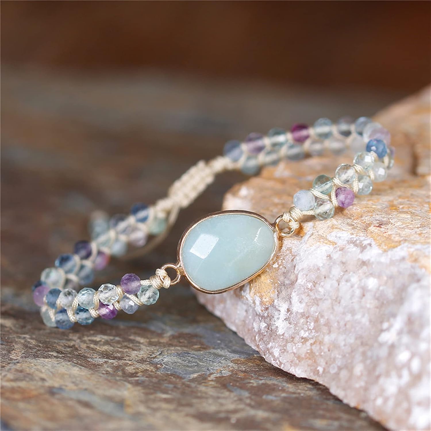 Gemstones Charm Bracelets One Strand Handmade Braided Bracelet Boho Women Wrap Bracelet Friendship Jewelry