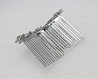 Vista 4 de Faship Hermoso peine de pelo floral de cristal de diamantes de imitación azul