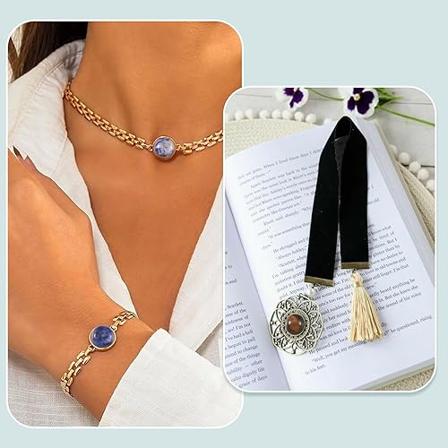 Miniatura 5 de Fashewelry 30 piezas de cabujones de piedras preciosas naturales mixtas de 0.472 in de piedra de cristal redonda plana, cuentas de piedra curativa