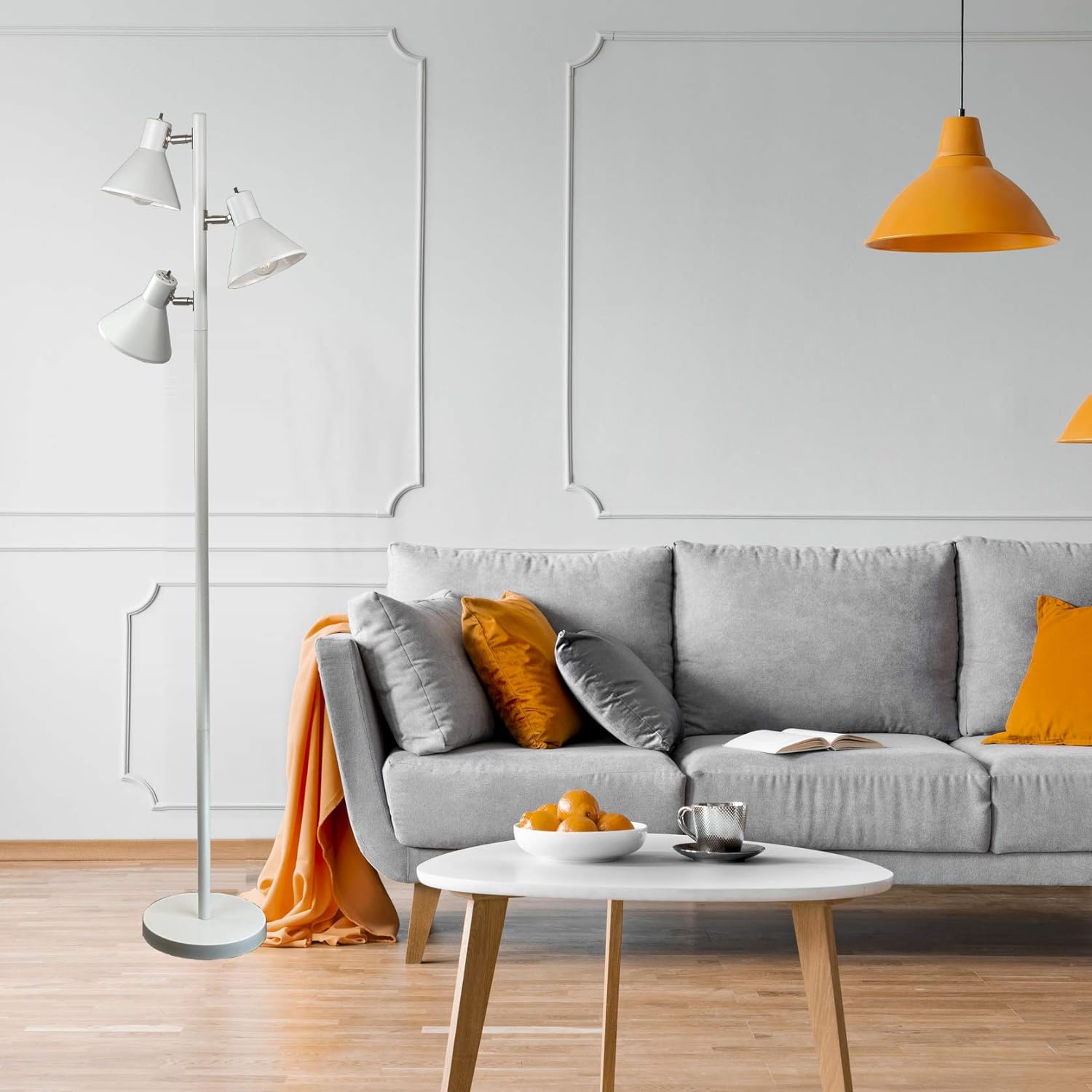 Exclusive Discount 90% Price Dorm 3 Light Floor Lamp with 3 Adjustable Reading Room Lights by LIGHTACCENTS - Tree Style Standing Lamp with Adjustable Lights - Floor Standing Pole Light - Living Room Lamp (White)