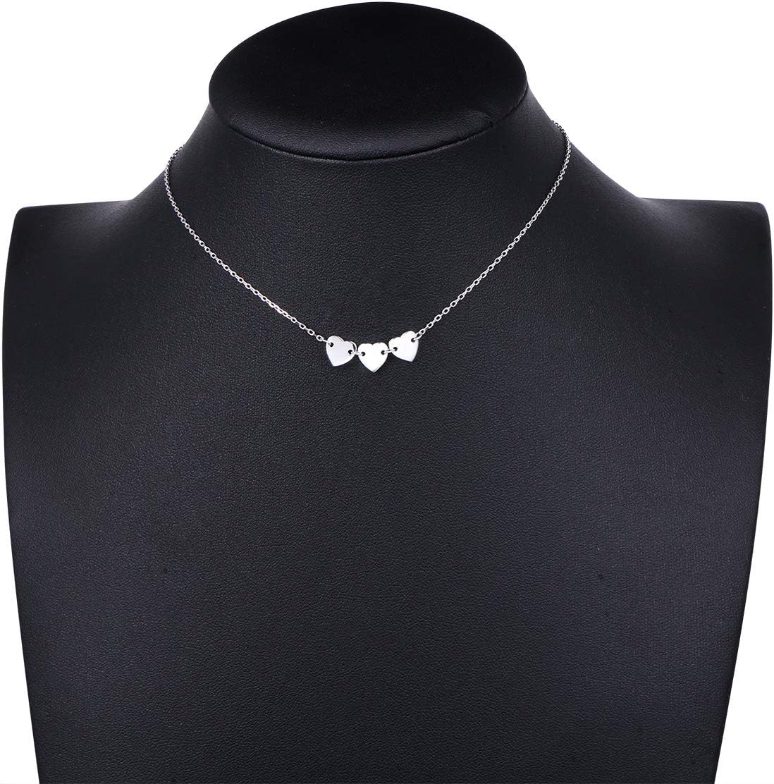 DAOCHONG S925 Sterling Silver Choker 3 Heart Clavicle Dainty Short Pendant Necklace for Women - Image 5