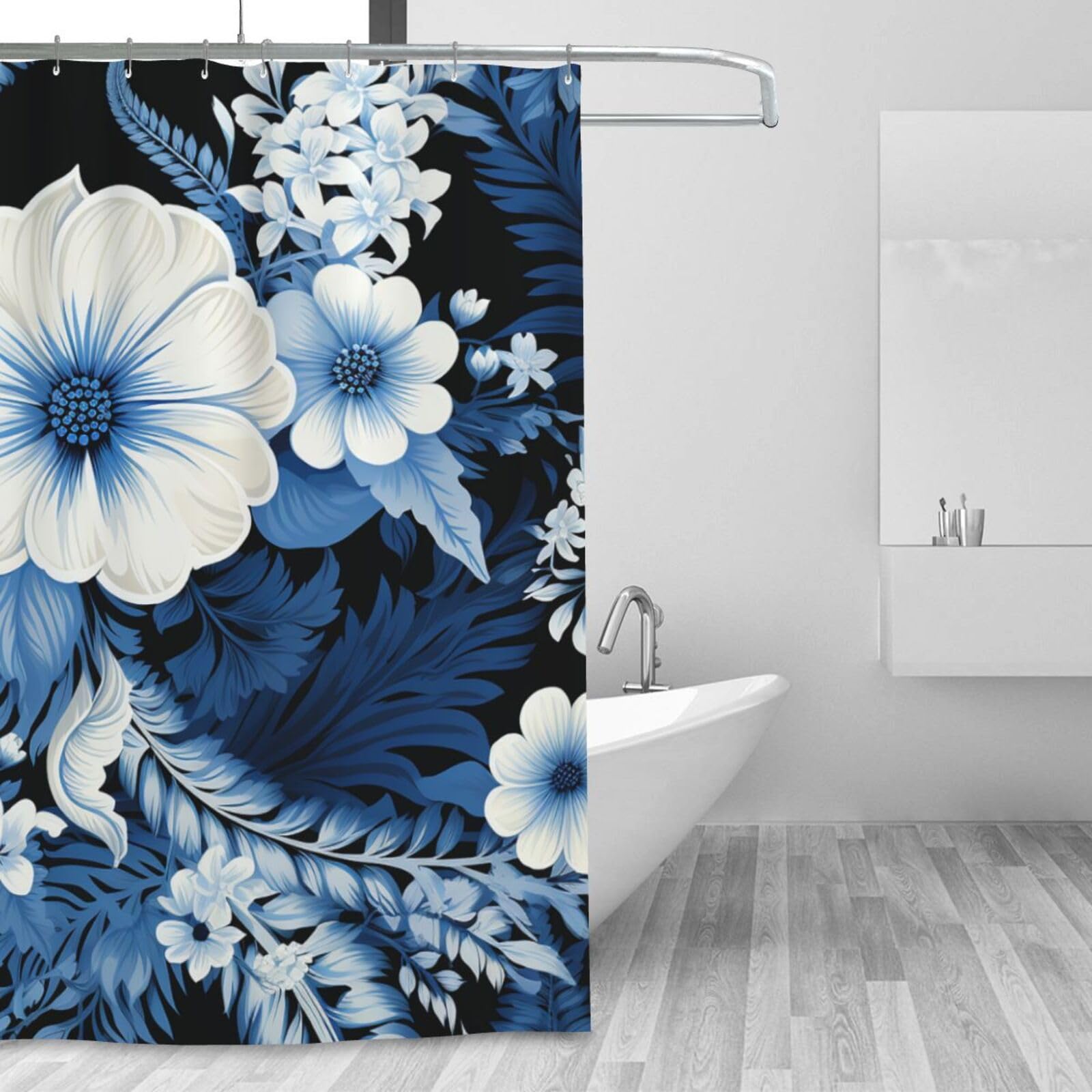 Rideau de douche imperméable anti-éclaboussures imprimé floral