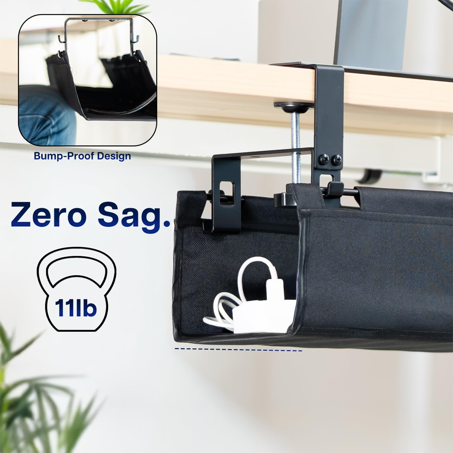 VIVO Bandeja de gestión de cables de tela de 47 pulgadas, corrector de cables, almacenamiento de regletas de alimentación, organización del espacio de trabajo, fácil acceso plegable, negro