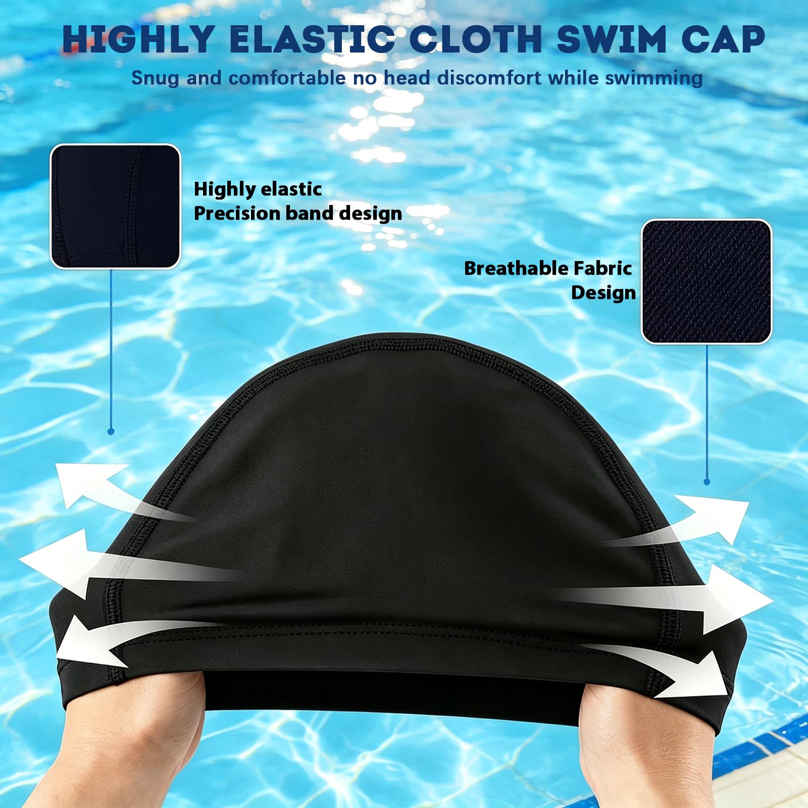 Gorro de natación para hombres y mujeres adultos, gorro de natación de tela de alta elasticidad, gorro de natación de licra no impermeable