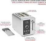 Starfrit 2-Slice Toaster With Digital Countdown - 7 Toasting Settings - Self-Adjusting Slots - Removable Tray - Silver