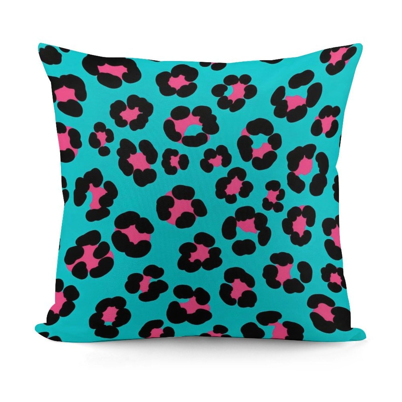 Smazdfxx Picture(221) Fashion Softffy Pattern Decorative Cheetah Mint Green Leopard Pillow Covers For Sofa, Couch, Living Room