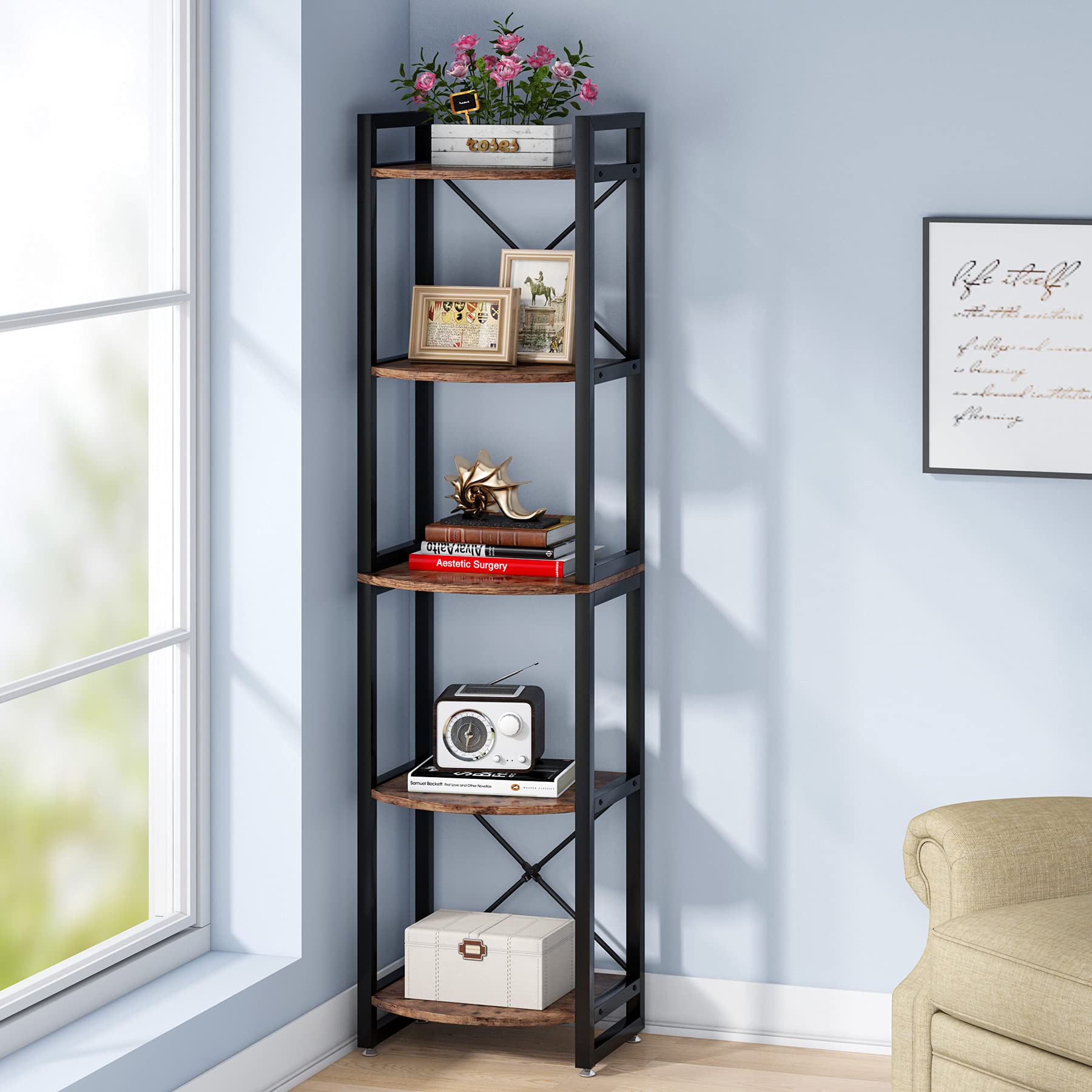Buy Tribesigns 5 Tier Corner Shelf, 70.8 inch Tall Rustic Corner