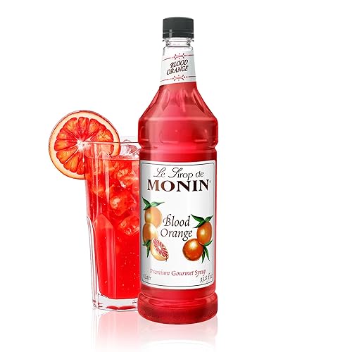 Monin - Jarabe de naranja sangre, sabor cítrico de bayas, sabores naturales, ideal para cócteles, cócteles sin alcohol y limonadas, sin OMG, sin