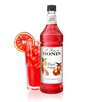 Monin Blood Orange Syrup for Drinks - 1 liter / 33.8 fl oz