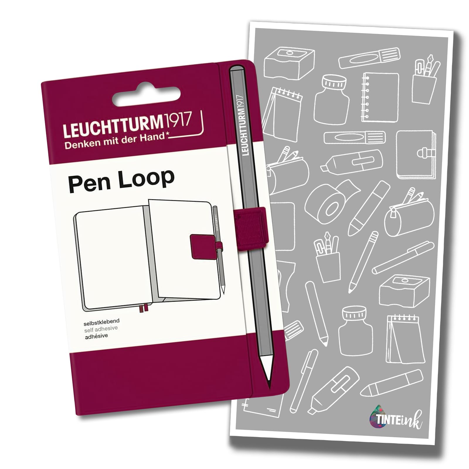 Leuchtturm1917 Pen Loop - Choose Colour & Tinte Ink Refill Envelope (Port Red)