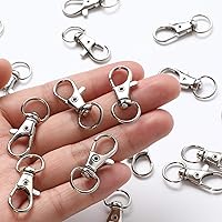 Vista 3 de 100 ganchos giratorios con llaveros, 50 ganchos de clip para llavero y 50 llaveros, cierres de pinza de langosta para llaveros, joyería, manualidades