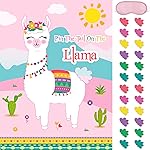 WERNNSAI Pin The Tail on The Llama Party Games - Llama Theme Birthday Supplies for Kids Girls 21 x 28 Poster 24 Pcs Tails Alpaca Party Decorations