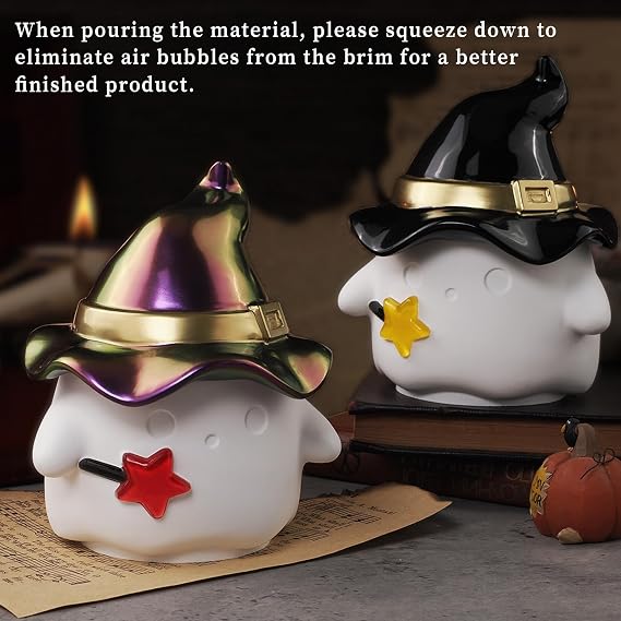 Wehous Halloween Resin Jar Molds with Lids, Unique Ghost Witch Shape Box Silicone Molds, Cute Candle Holder Storage Container Mold for Resin Concrete, Halloween Ornament Candy Holder Art Craft Mould